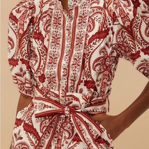 FARM Rio Red and Cream Paisley Jumpsuit